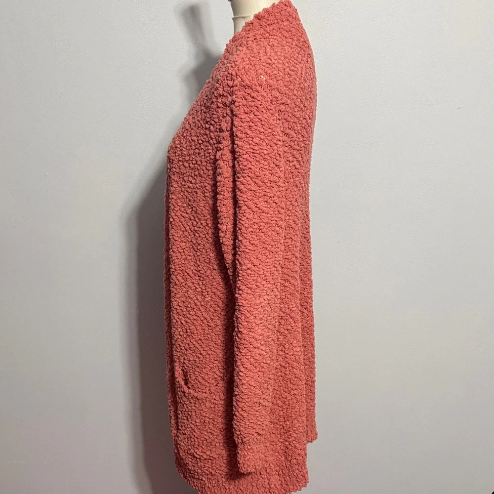 Zenana Outfitters Coral Rose Open-Front Popcorn Cardigan - Picture 2 of 3